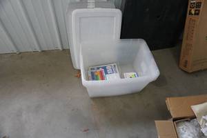 lot 33 image: Lot of Plastic Totes With Lids