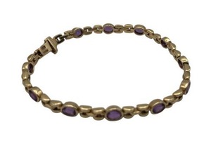 Vintage 14K Yellow Gold & Amethyst Tennis Bracelet, 7 3/4" Long (15 grams total weight)