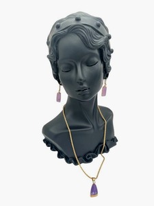 lot 20 image: Spectacular 18 Oroamerica 14K Diamond Necklace and Matching Earrings (18.5 grams total weight)
