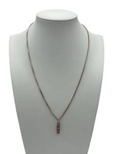 lot 19 image: Vintage 18 925 Sterling Silver Necklace with Purple Stone Pendant (7.2 grams total weight)