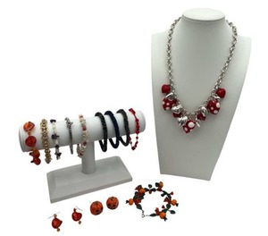 lot 41 image: Fun Vintage Jewelry Lot - Bracelets, Earrings, and Heart Charm Necklace