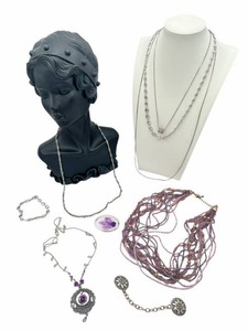 lot 60 image: Wonderful Vintage Jewelry Lot including 18 Sterling Silver Plumeria Flower Pendant Necklace, VW Ges Gesch, and More