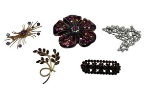 lot 65 image: Beautiful Vintage Brooch Pin Lot including 120 12K GF Amber Rhinestone & Czechoslovakia Garnet Brooch