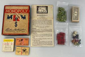 lot 8 image: 1930 Original Parker Brothers Monopoly Board Game 1935-1937 (No Game Board)