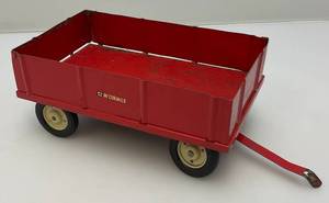 lot 51 image: 1950s Pressed Metal McCormick 116 Scale Barge Grain Trailer 8