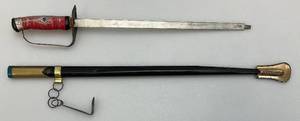 lot 65 image: Vintage Tin Litho Pressed Metal Sword & Sheath 14 Sword 16 Sheath Made In Japan