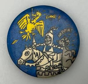 SUPER RARE 1 Of 1 1960's Polaris Cartoon Button Polaris Knight Choking Arctic Cat  (Only One Known Of)