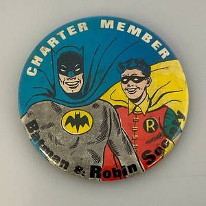 lot 133 image: 1966 Batman And Robin Society Charter Member Button 3 12
