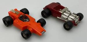 lot 185 image: 1970s Vintage Tonka Totes Screamin Demon Indy Cars Orange & T-Bucket Street Rod Metalic Red Broken Windshield Frame Great Condition