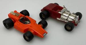 lot 188 image: 1970s Vintage Tonka Totes Screamin Demon Indy Cars Orange & T-Bucket Street Rod Metalic Red Broken Windshield Frame Great Condition
