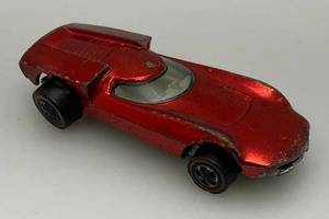 lot 237 image: 1968 Hot Wheels Redline Turbo Fire Transparent Red White Interior Good Condition (Tires Need Straightening)