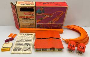lot 258 image: 1969 Hot Wheels Speed Super Charger Race Set In Original Box (Some Missing Pieces)