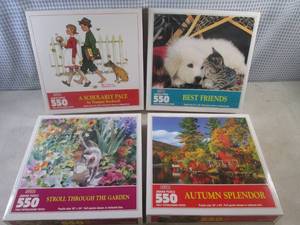 lot 90 image: (CSB) 4 New 550 Piece Puzzles - Uno...
