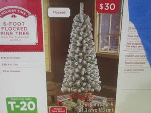 lot 142 image: (F-3) 6 Foot Flocked Pine Tree...