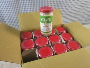 lot 169 image: (B-1) 12 Jars of Beaver Cream Horse...