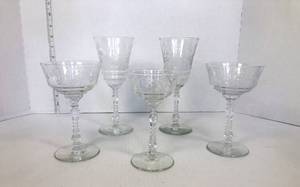 lot 28 image: 5 Antique Libby Goblets