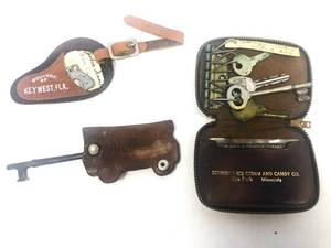 lot 37 image: Three Antique Leather Key Holders