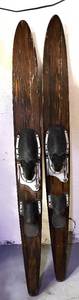 lot 77 image: Vintage Pair of Wooden Water Skis