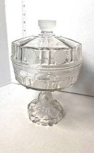 lot 67 image: Original 1892 American Coin Glass Compote 12 w Lid