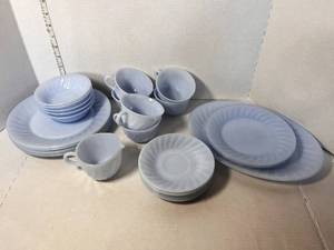 lot 82 image: Set of Rare Fire King Azure Dishes