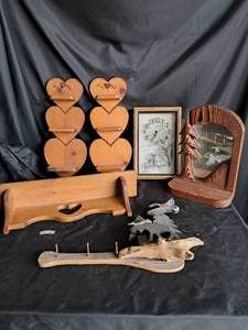 lot 74 image: Lot of Shelves, Clock, Misc Household Decor