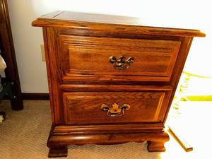 lot 14 image: Charter Oak Solid Oak Two-Drawer Nightstand by Young-Hinkle