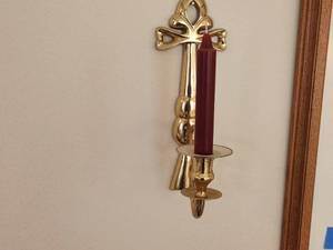 lot 57 image: Brass Wall Sconce with Taper Candle