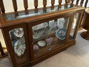 lot 66 image: Vintage Oak Glass Display Cabinet
