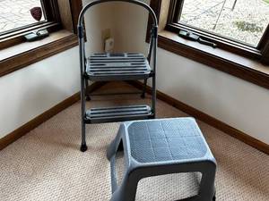 lot 79 image: Cosco Foldable 2-Step Ladder with Additional Plastic Step Stool