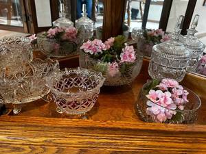 lot 88 image: Elegant Cut Crystal Bowl Collection with Floral Accents
