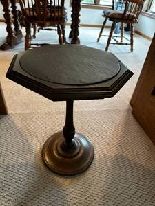 lot 123 image: Vintage Wood and Slate Accent Side Table