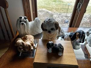 lot 133 image: Collection of 6 Adorable Dog Figurines Including Shih Tzu, Basset Hound and More