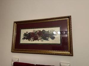 lot 174 image: Vintage Framed Floral Artwork by Artist Helen Beuter