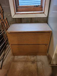 lot 184 image: Wooden Two-Drawer Lateral Filing Cabinet