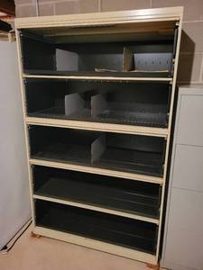 lot 187 image: Used Metal File Cabinet with Adjustable Shelves and Compartments