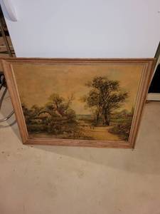 lot 219 image: Vintage Framed Oil Painting of Rural Landscape
