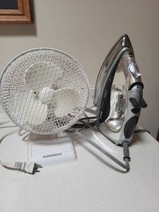 lot 227 image: Windmere Fan, Iron, and Ironing Board Set