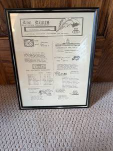 lot 93 image: Framed 1940 Nostalgic Newspaper Print