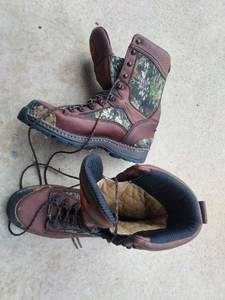 lot 292 image: Two Pairs Mens Hunting Boots - One Duluth Trading Co and the other Steel Toe Irish Setter with Camouflage Design, Size 13