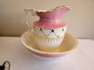 lot 238 image: Vintage J.M.P. Co. Ceramic Pitcher & Bowl
