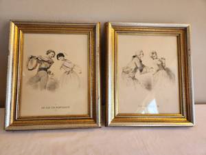 lot 239 image: Vintage Framed Lithographs Set
