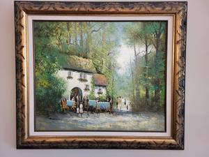 lot 50 image: Impressionist Outdoor Gathering Painting