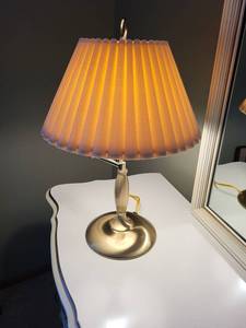 lot 105 image: Brass Table Lamp with Pleated Shade