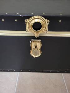 lot 110 image: Black Storage Trunk with Brass Accents