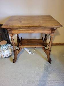 lot 198 image: Vintage Wooden Table with Casters