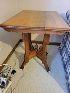 lot 201 image: Wooden Side Table with Carved Legs