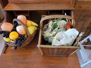 lot 245 image: Colorful Faux Fruit & Veggie Baskets