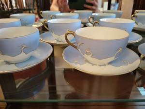 lot 249 image: Porcelain Nippon Crane Teacup Set