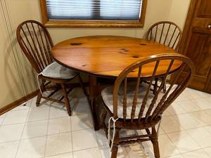 lot 20A image: Wooden Dining Table Set with Chairs