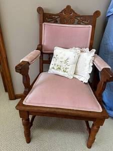 lot 36 image: Vintage Carved Wooden Armchair